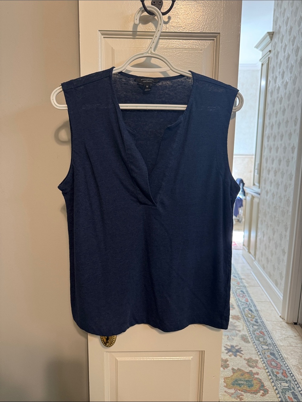 Banana Republic Navy Split V-Neck Sleeveless Top